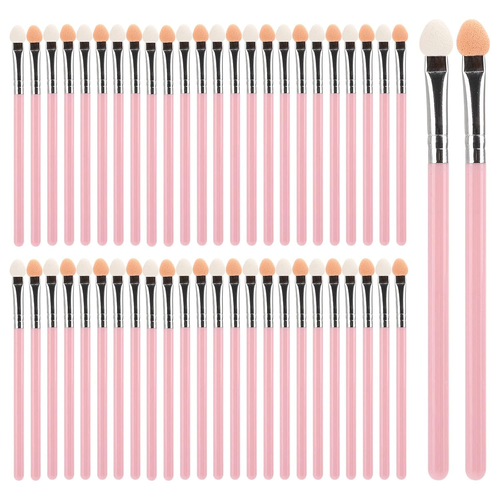 50PCS Eyeshadow Brushes W/ Double-Sided Sponge Applicators - Pink