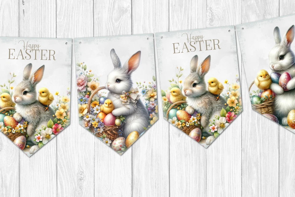 Пасхальный баннер украшение для кроликов и цыплят - Изображение 2 из 4