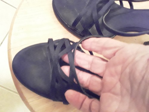Sandalias negras para mujer Metaphor Glimpse 7,5M correa hebilla 4" tacón de aguja J700 - Imagen 2 de 7