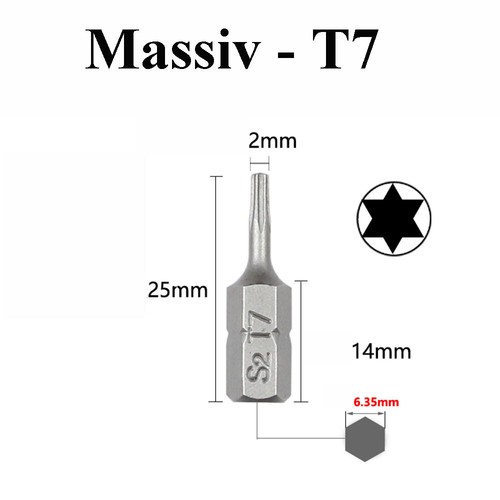 T5 T6 T7 - T45 Torx Pin Security Hexagonal Bits 1/4" Hex Drive With Hole/ Nohole - Picture 12 of 35