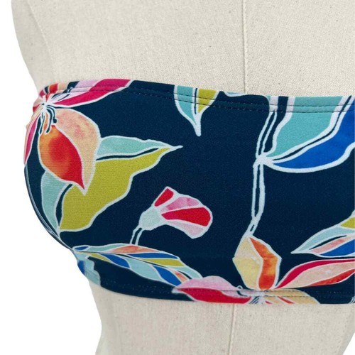 Splendid Womens Tropical Traveler Double Dip Bandeau Bikini Top Blue Floral XS - Picture 3 of 10