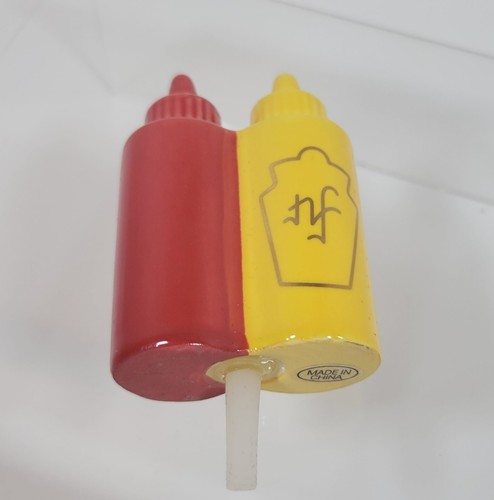 NORA FLEMING MAIN SQUEEZE Mustard & Ketchup Bottle Mini Platter Charm signed