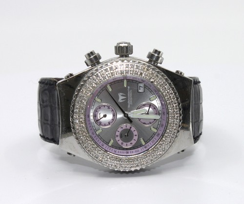 Reloj Pulsera Technomarine Diamante Taquímetro Cronógrafo Cara Púrpura Unisex - Imagen 3 de 12