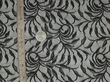 Sheer Black stretch lace fabric 2 way floral sold By The Yard continuous  
