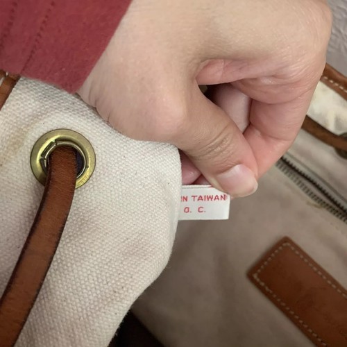 Vintage Ralph Lauren Madras Plaid And Leather Drawstring Backpack bag - Picture 13 of 15