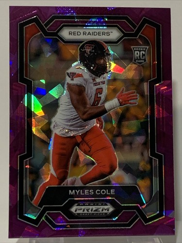 2024 Panini Prizm Draft Picks - Purple Cracked Ice #165 Myles Cole RC 101/149