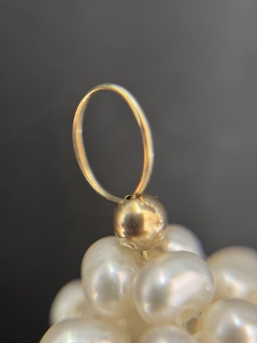 Pendientes de perlas vintage de oro de 14k sin ganchos ni partes de collar - Imagen 6 de 11