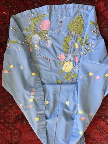 1960's THE OTHER LOOK Turquoise Embroidery Applique Butterfly Sweep Gown 8 MINT - Picture 16 of 20