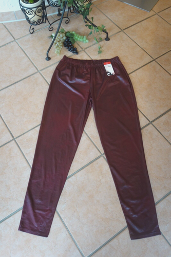 MAGNA Hose Leggings Kunstlederoptik 56 58 NEU bordeaux rot Stretch LAGENLOOK