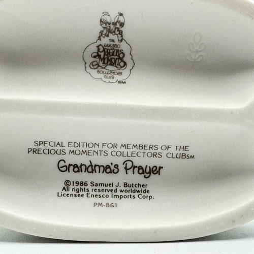 Figura de tejido de oración de abuela Precious Moments Enesco 1986 PM-861 en caja - Imagen 8 de 12