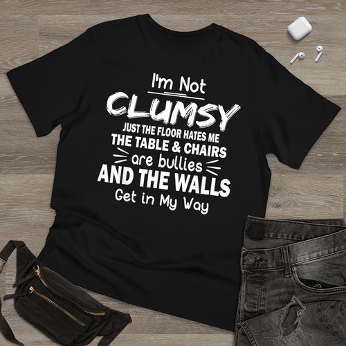 Ich bin nicht tollpatschig lustige Sprüche sarkastisch Vintage T-Shirt Herren Damen Mode NEU - Bild 2 von 9