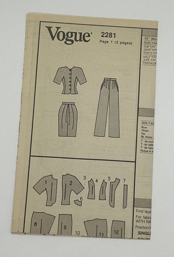 89 Vogue 2281 amerikanisches Designer Muster Anne Klein Top Rock Hose Gr. 12-16 - Bild 6 von 8