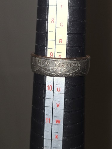 Anillo de moneda sellado de cuarto de dólar hecho a mano de nuevo México talla 9,25. Souvenirs casi nuevos - Imagen 8 de 9