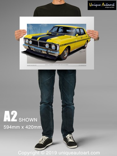 Ford XY GT Falcon Drawing | XY GTHO Print Available in 17 Colours (unframed) - Picture 3 of 21