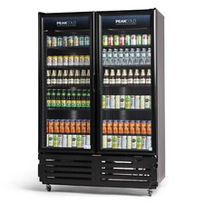 PeakCold Plus 2 Door Display Cooler, Black Interior - 43 Cu. Ft.