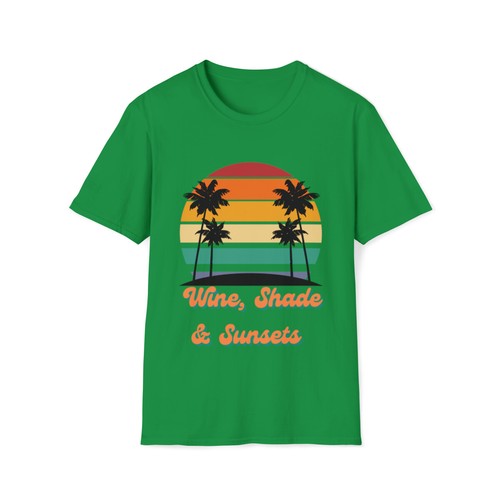 Camiseta Wine Shade Sunsets Palmeras Unisex Estilo Suave - Imagen 17 de 40