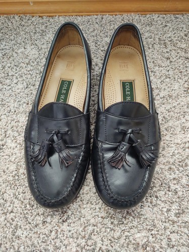 Mens Loafers Tassel Black Leather Slip 