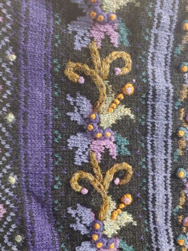 Icelandic Designs Sweater Medium Embroidered Metal Button Front Wool Cardigan - Picture 5 of 12