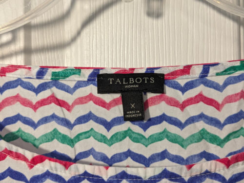 Tunica top camicia primaverile TALBOTS X XL rosa rosa blu verde cotone manica 3/4 - Foto 2 di 3