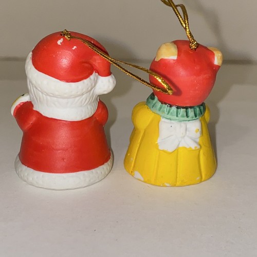 Juego De Colección De 4 Adornos De Navidad Campana Figurados Porcelana Bisque Pintado A Mano - Imagen 5 de 10