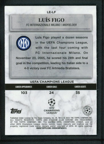 2023 LUIS FIGO TOPPS CHROME UEFA CHAMPIONS LEAGUE LEGENDS OF EUROPE - Picture 2 of 2