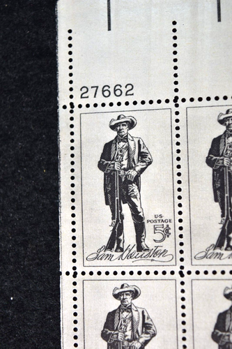 UNITED STATES 1964 SAM HOUSTON STAMPS-S1244-PLATE BLOCK w#s-MNH - Picture 2 of 3