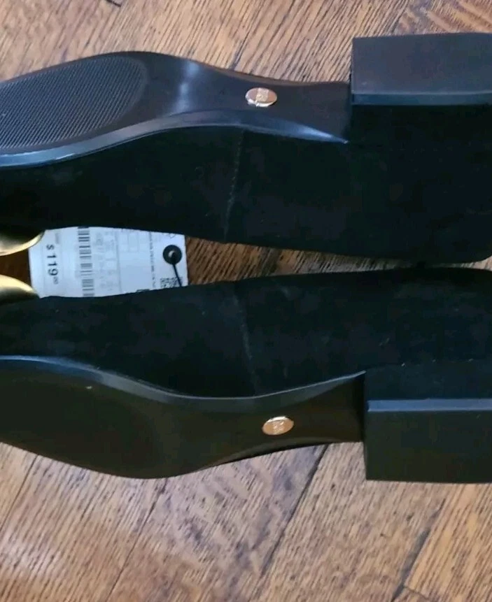 ZARA NEGRO GAMUZA FLOR Cuero CUADRADO Ballet Talla 6 36 Agotado Nuevo $119 Foto 4 de 4