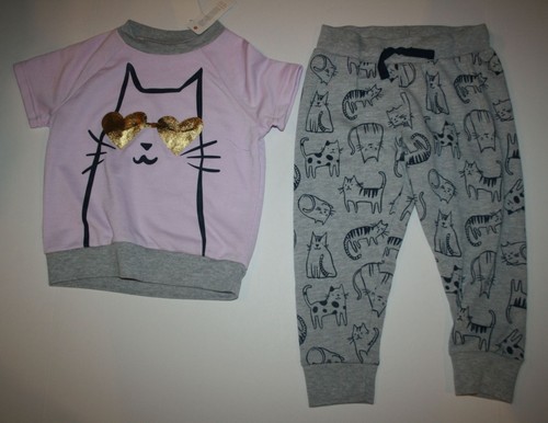Neu Gymboree Mädchen 3 4 5 6 10 12 Jahre 2-teiliges Pyjama-Set Oberteil & Hose Kätzchen Katze - Bild 1 von 2