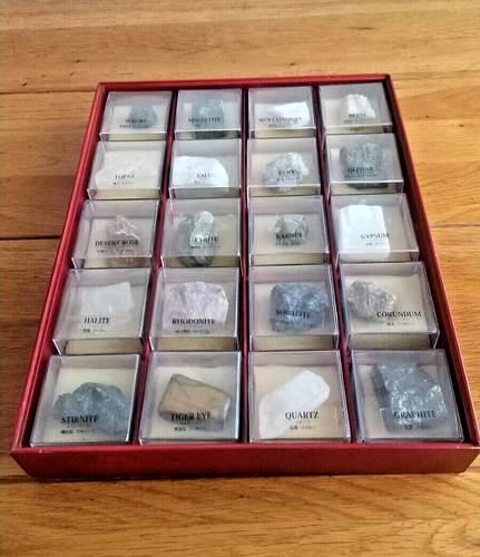 "Mineralien Sammlung der Erde"" Sammelbox 20er Set Steinquarz Gestein JP"
