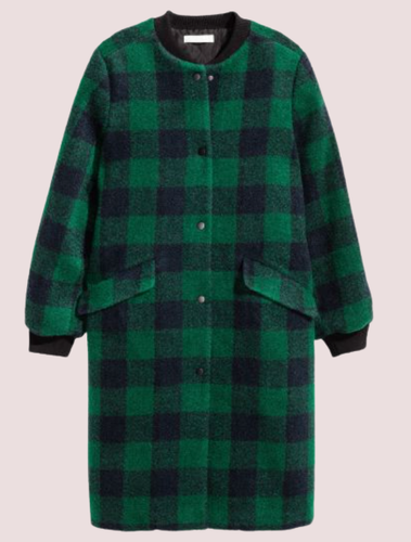 H&M Felted Coat Emerald/Black UK 6 EU 32 RRP £59.99 LN111 QQ 02 - Picture 3 of 4