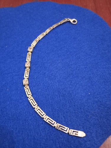 Sterling Silber Armband mit rosa Steinen 7 Zoll - Bild 1 von 7