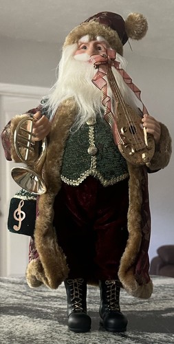 Large SANTA CLAUS Old World Statue Figure Under Christmas Tree 19”