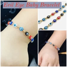 Newborn Baby/Childrens Boys/Girls Gold Filled Evil Eye Bracelet, For Protection