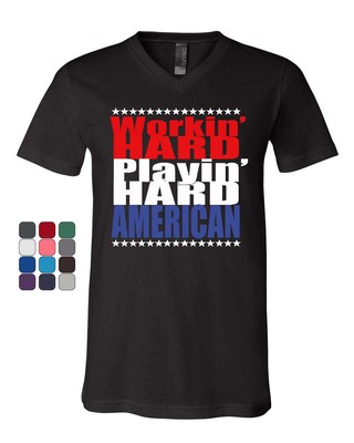 Working Hard Playing Hard V-Neck T-Shirt American Patriot Inspirational Tee