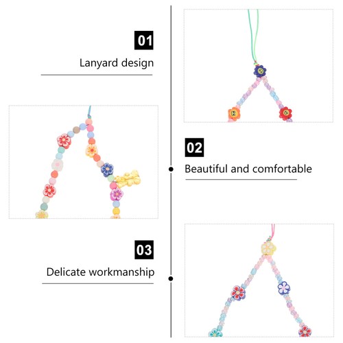 3 Pcs Mobile Phone Chain Detachable Chains Beaded Hanging Lanyards - Photo 7/12
