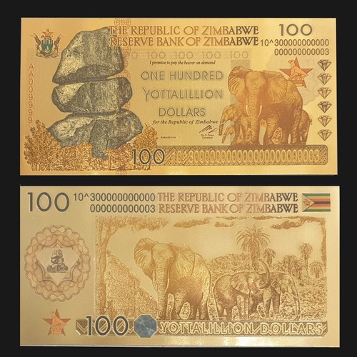 Zimbabwe 100 Yottalillion Dollars Gold Foil Banknote 100 Trillion Series - Bild 1 von 4