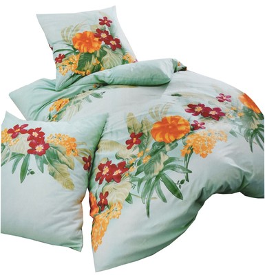 Kaeppel Bettwäsche Set 135 x 200 cm Mako Satin 100% Baumwolle Grün