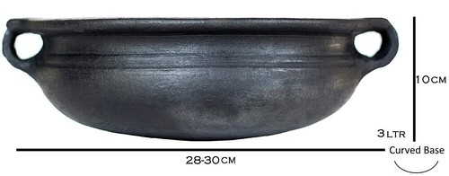 Handmade Clay Pots/Earthen Kadai for Cooking & Serving Pre-Seasoned 3.5 L Black - Bild 3 von 4