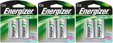 3 Energizer Rechargeable C C2 NiMH 2500mAh (6 Batteries) 2 Packs