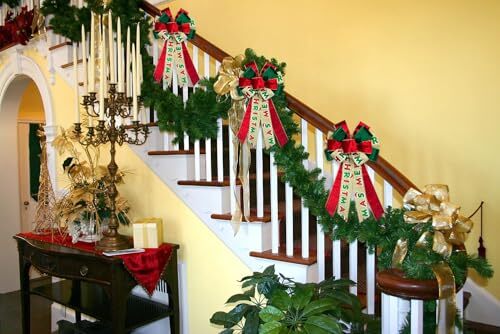 Large Christmas Bow for Wreath, Green Red Velvet Style 1: Christmas Words Bow - Bild 5 von 7