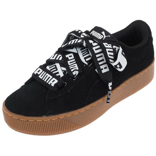 Scarpe O Ribbon Pelle Piattaforma Nero 44443 Neu Basse Vikky Blk Puma Finta rwrE6q0