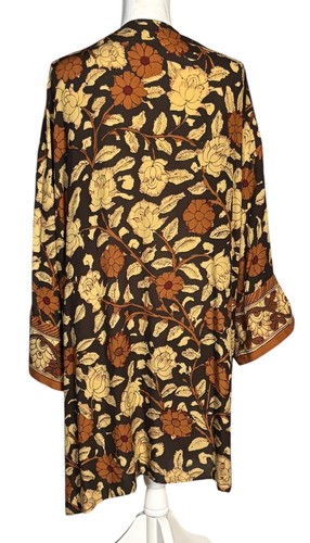 Soft Surroundings Mara Topper Gr. XL offene Strickjacke Kimono Jacke braun geblümt - Bild 2 von 8