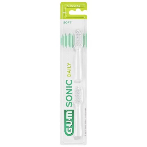 GUM SONIC DAILY 4110 Spare Replaceable Toothbrush Heads White 2 pcs. Soft - Picture 14 of 24