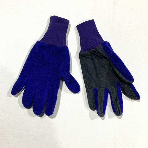 RARE Patagonia Fleece Suede Elastic Gloves Vintage Made in USA sz M Blue Purple - Picture 1 of 3