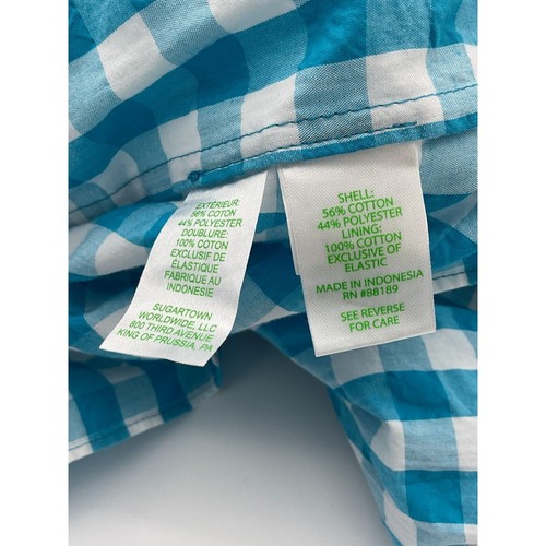 Lilly Pulitzer Sarafina Short Sleeve Turquoise Gingham Puff Sleeve V Neck 00 NWT - Picture 6 of 8