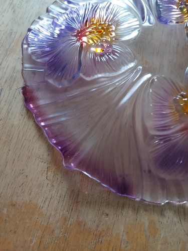 Walther Glass Purple & Amberina Large Floral Dish Art Glass Germany - Bild 11 von 16