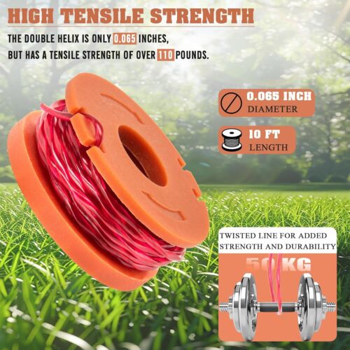 12PC For WORX WA0010 Replacement Spool Line Grass Trimmer Weed Eater Edger 10ft - Picture 3 of 17