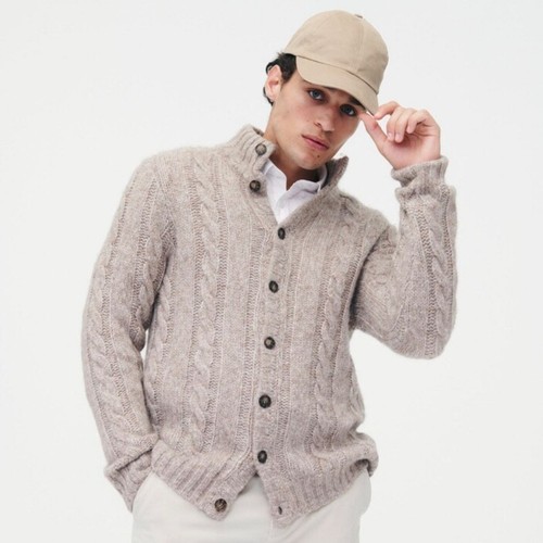 NAADAM Para hombres Lujo Novedad Cable Cárdigan Suéter Talla S Avena Nuevo con Etiquetas Merino Alpaca - Imagen 1 de 8