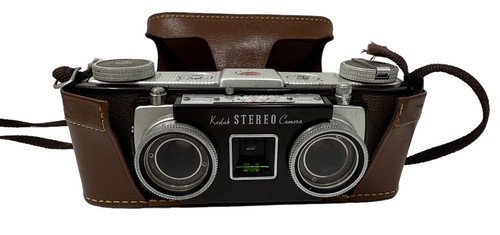 VTG 1950s Kodak Stereo 35mm Film Camera w/Original Leather Case + Gadg-It Bag - Picture 2 of 15