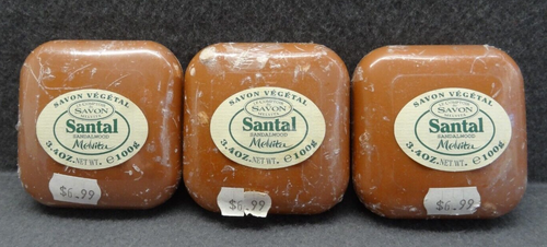 NEU (3) Santal 3,4 Unzen Sandelholz Melvita Savon pflanzliche Seife Hergestellt in Frankreich